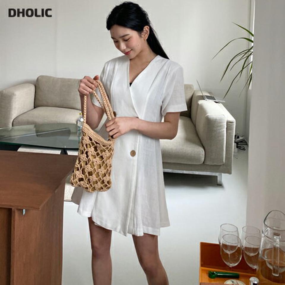 ダブルボタンオールインワン・全3色・t64141 レディース 【pt】【韓国 ファッション ボトムス パンツ オールインワン ショート ショートパンツ ワンピース 半袖 ボタン リネン Vネック ゆったり ルーズ 体型カバー 春 夏】【NIJU】