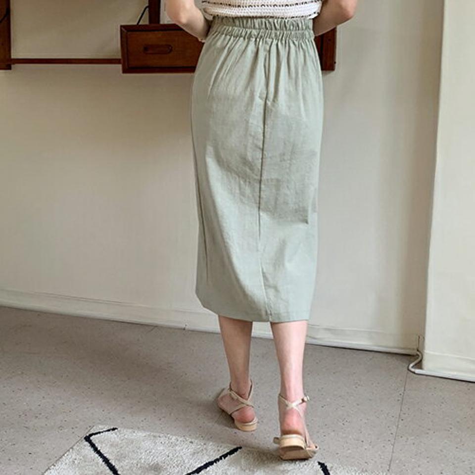 リネン混スリットスカート・全5色・b65318 レディース 【sk】 韓国 ファッション ボトムス スカート ロング ロングスカート リネンブレンド スリット Hライン フェミニン スリム フィット 体型カバー 細身 夏 春