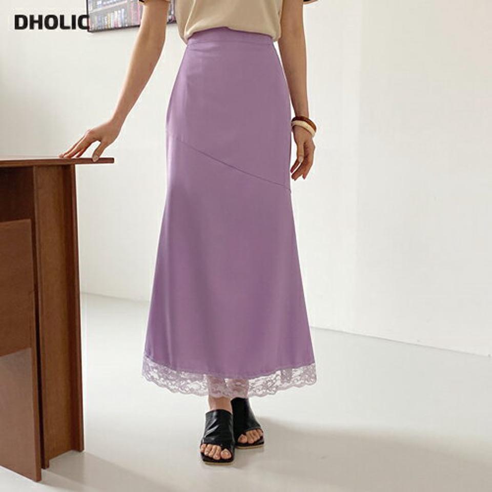 レースヘムマーメイド・全3色・b65139 レディース 【sk】【韓国 ファッション ボトムス スカート ロング ロングスカート レース マーメイド Aライン フェミニン スリム フィット 体型カバー 細身 夏 春】