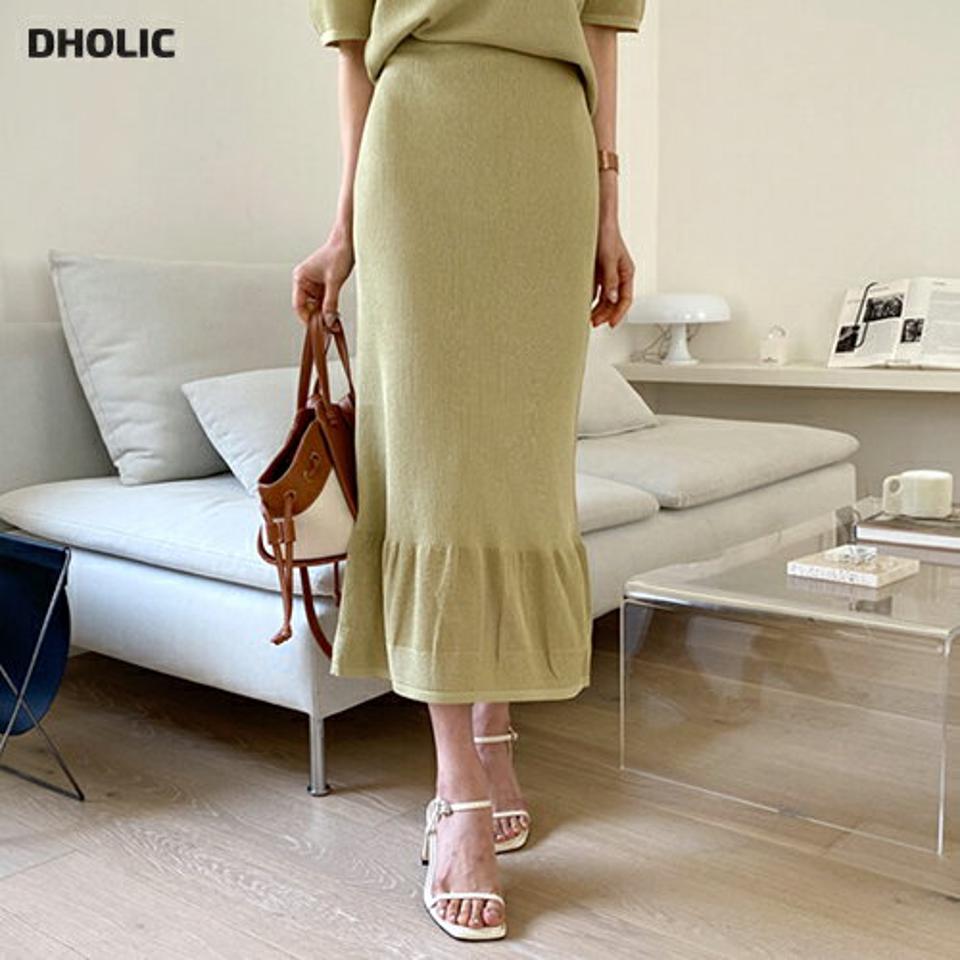 リブニットマーメイドスカート・全4色・b57364 レディース 【sk】【韓国 ファッション ボトムス スカート ロング ロングスカート リブ ニット ゴム 大人 ニットスカート スリム フィット フェミニン 体型カバー 細身 夏 春】