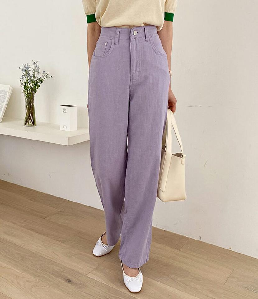【10%OFF】即日配送 リネンワイドパンツ・全4色・t57376 レディース 【pt】 韓国ファッション ボトムス ロング ロングパンツ 美脚 ワイド リネン ストレート カラーパンツ ワイドパンツ スリム 10分丈 細身 夏 春 新生活セール