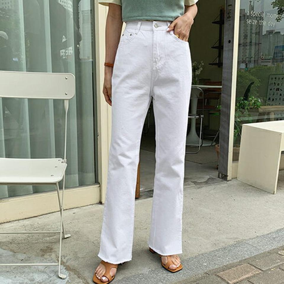 フレイドスリットコットンパンツ・全2色・t65323 レディース 【pt】 韓国 ファッション ボトムス ロング ロングパンツ 美脚 スリット コットン ストレート スリム フィット 10分丈 体型カーバー 細身 ハイウエスト 夏 春