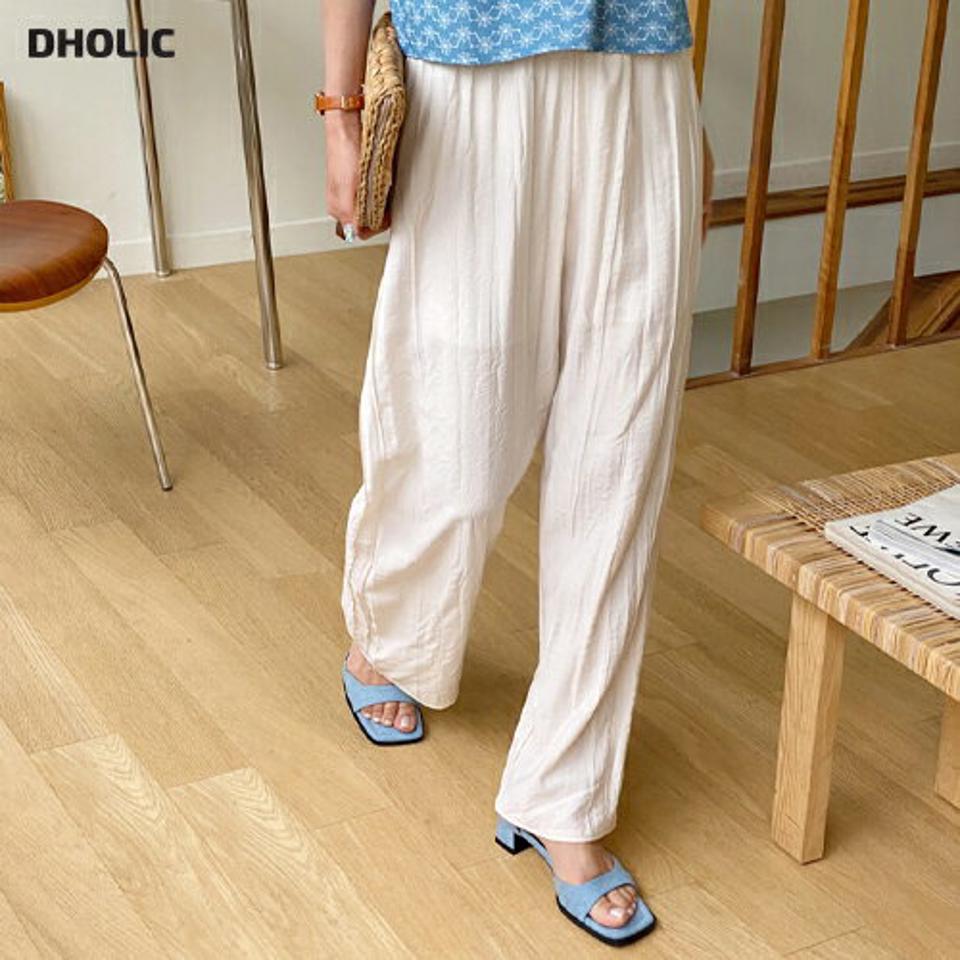 ウエストゴムワイドプリーツパンツ・全3色・b65322 レディース 【pt】【韓国 ファッション ボトムス ロング ロングパンツ 美脚 プリーツ ゴム しわ ワイド ストレート ワイドパンツ 10分丈 体型カーバー 細身 夏 春】