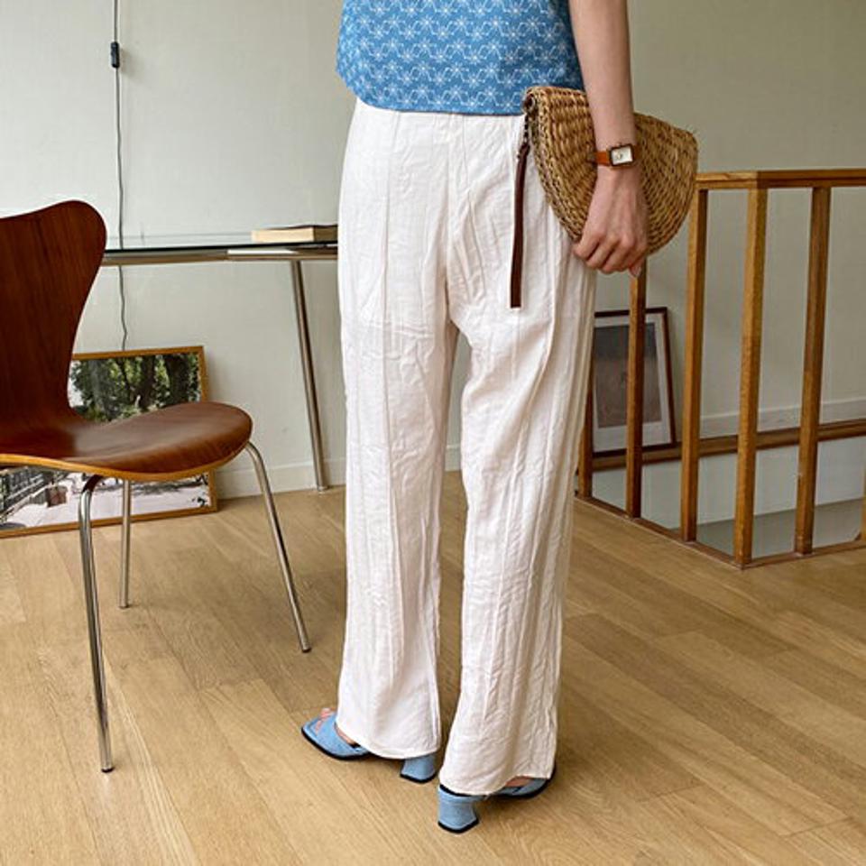 ウエストゴムワイドプリーツパンツ・全3色・b65322 レディース 【pt】【韓国 ファッション ボトムス ロング ロングパンツ 美脚 プリーツ ゴム しわ ワイド ストレート ワイドパンツ 10分丈 体型カーバー 細身 夏 春】