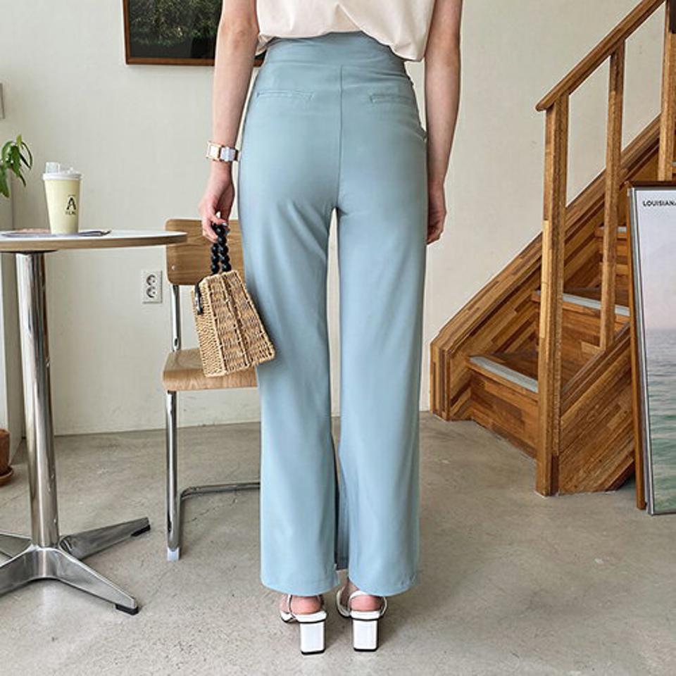 ウール混スリットスラックス・全3色・t65319 レディース 【pt】【韓国 ファッション ボトムス ロング ロングパンツ 美脚 スラックス ウールブレンド スリット ワイド 10分丈 体型カーバー 細身 ハイウエスト 夏 春】