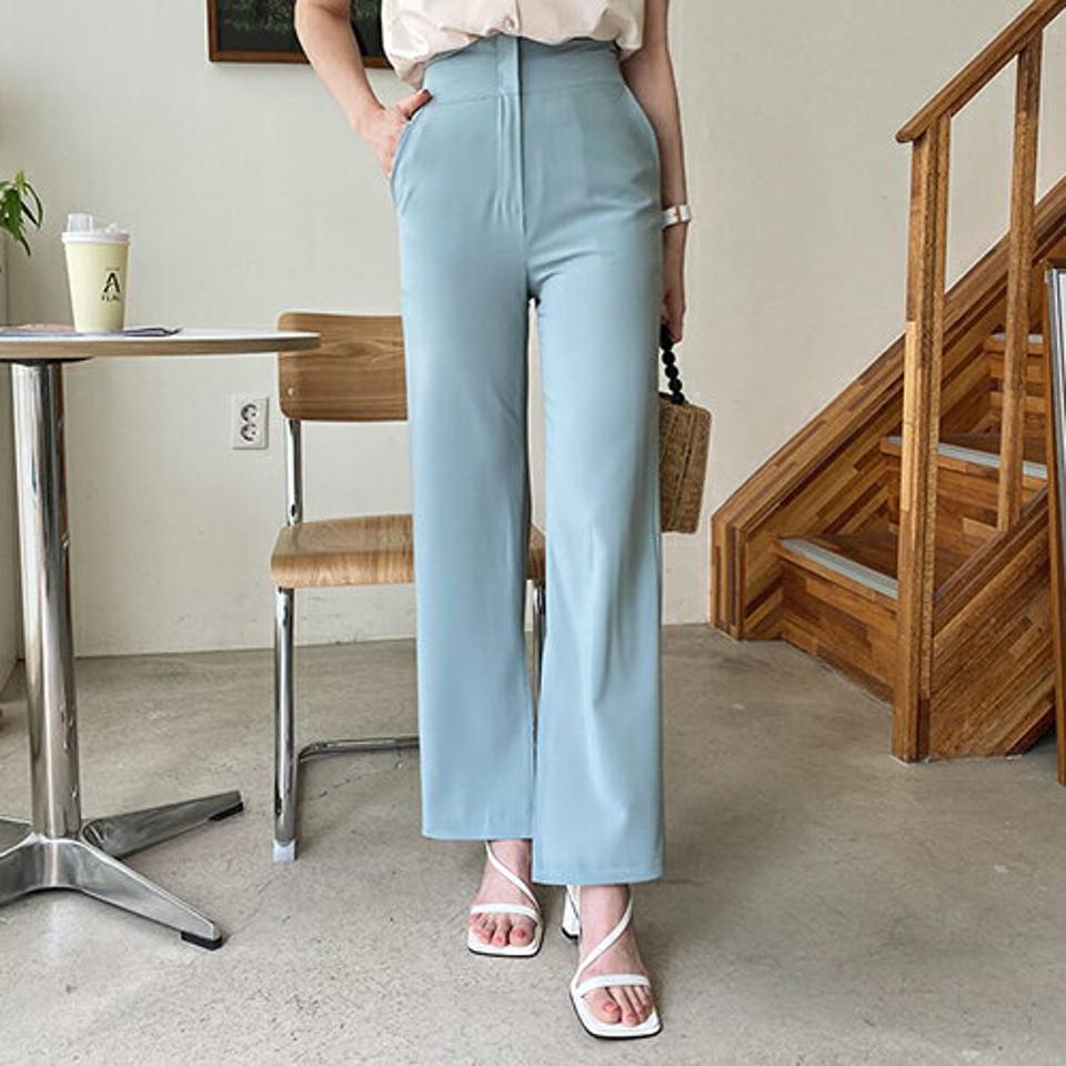 ウール混スリットスラックス・全3色・t65319 レディース 【pt】【韓国 ファッション ボトムス ロング ロングパンツ 美脚 スラックス ウールブレンド スリット ワイド 10分丈 体型カーバー 細身 ハイウエスト 夏 春】