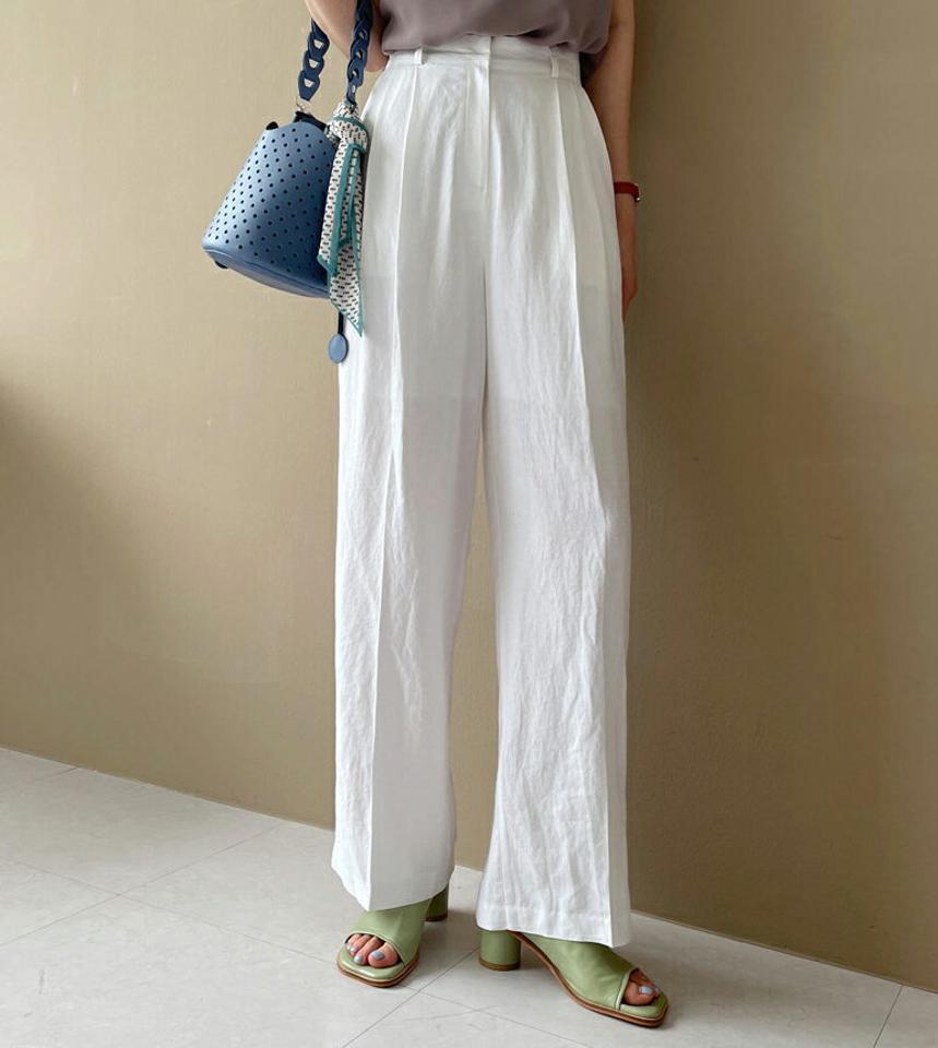 タックポケットスラックスパンツ・全3色・t68355 レディース 【pt】 パンツ ズボン ロングパンツ スラックス タック 単色 無地 シンプル ベーシック カジュアル 大人 ラフ 春 夏 秋 韓国 ファッション ハイホリHIHOLLI