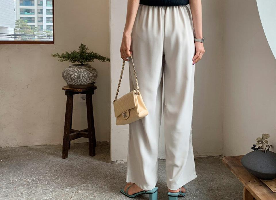 【只今10%OFF】ドロストストレートパンツ・全3色・t62075 レディース 【pt】【韓国 ファッション ボトムス ロング ロングパンツ 美脚 ストリング ツータック ボリューム 大人 スリム 10分丈 体型カーバー 細身 夏 春】