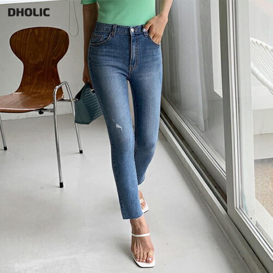 ウォッシュドスリムデニムパンツ・全1色・t62074 レディース 【pt】 韓国 ファッション ボトムス ロング ロングパンツ 美脚 デニム ウォッシング ストレート 大人 スリム 10分丈 体型カーバー 細身 フィット 夏 春