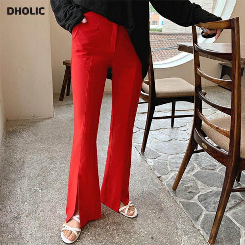 【只今10%OFF】スリットロングスラックス・全3色・t62079 レディース 【pt】【韓国 ファッション ボトムス ロング ロングパンツ 美脚 スラックス 足長 フィット スリム 10分丈 体型カーバー 細身 ハイウエスト ブーツカット 夏 春】