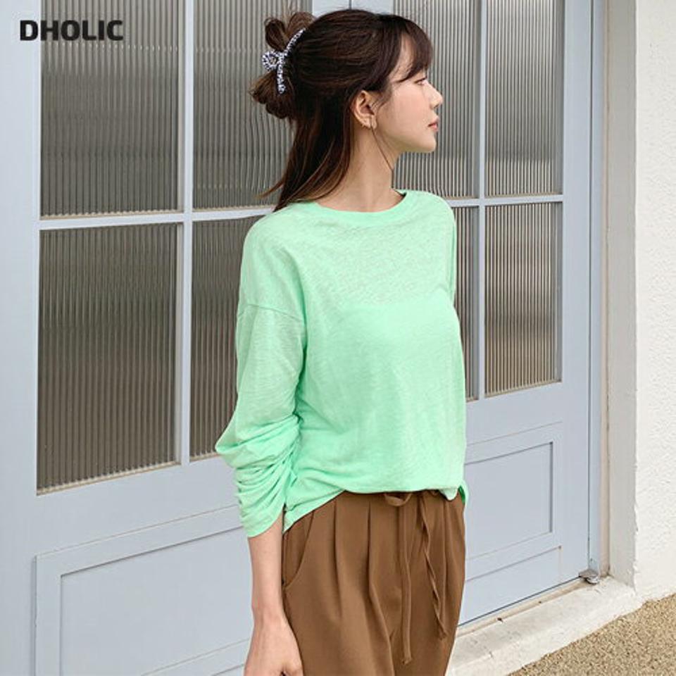 リネンブレンドTシャツ・全6色・t62056 レディース 【tops】 韓国 ファッション トップス Tシャツ 長袖 リネンブレンド ラフ ドロップショルダー ベーシック ルーズ ゆったり ラウンドネック カジュアル 体型カーバー 細身 夏 春