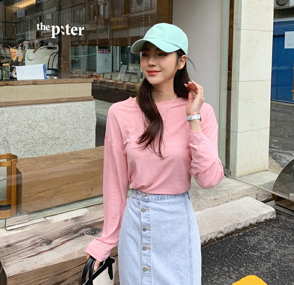 リネンブレンドTシャツ・全6色・t62056 レディース 【tops】 韓国 ファッション トップス Tシャツ 長袖 リネンブレンド ラフ ドロップショルダー ベーシック ルーズ ゆったり ラウンドネック カジュアル 体型カーバー 細身 夏 春