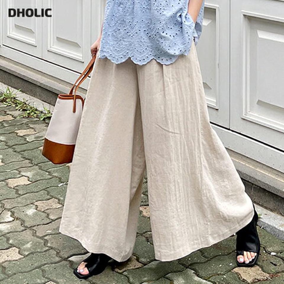 【只今10%OFF】リネンタックワイドパンツ・全3色・t68352 レディース 【pt】【パンツ ズボン ロングパンツ ワイド リネン タック 単色 無地 シンプル ラフ カジュアル 春 夏 韓国 ファッション】【ハイホリHIHOLLI】