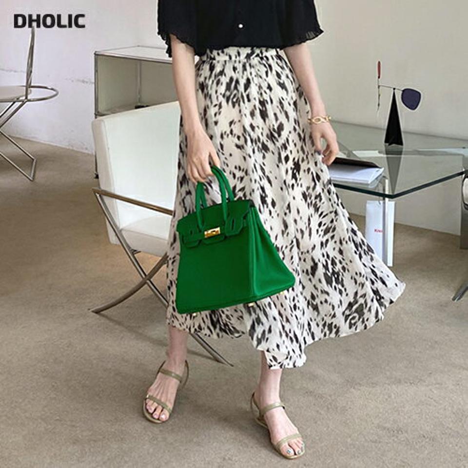 レオパードフレアスカート・全3色・t68350 レディース 【sk】 スカート ロング ロングスカート フレア レオパード柄 豹柄 ヒョウ柄 アニマル柄 カジュアル 大人 透け感 シアー シースルー 春 夏 秋 韓国 ファッション ハイホリHIHOLLI
