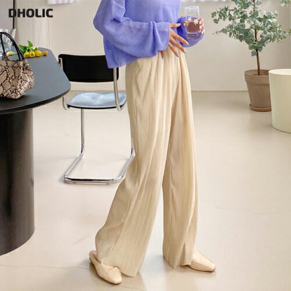 プリーツワイドパンツ・全3色・t61983 レディース 【pt】【韓国 ファッション ボトムス ロング ロングパンツ 美脚 プリーツ ゴム ハイウエスト 足長 ワイド ワイドパンツ 大人 スリム 10分丈 体型カーバー 細身 夏 春】