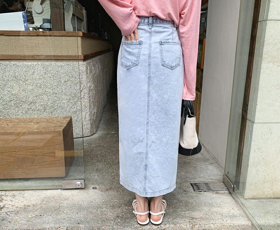 ダイアゴナルデニムスカート・全1色・t62032 レディース 【sk】【韓国 ファッション ボトムス スカート ロング ロングスカート ダイアゴナル デニム Hライン ボタン ユニーク 大人 カジュアル フェミニン 体型カバー 細身 夏 春】