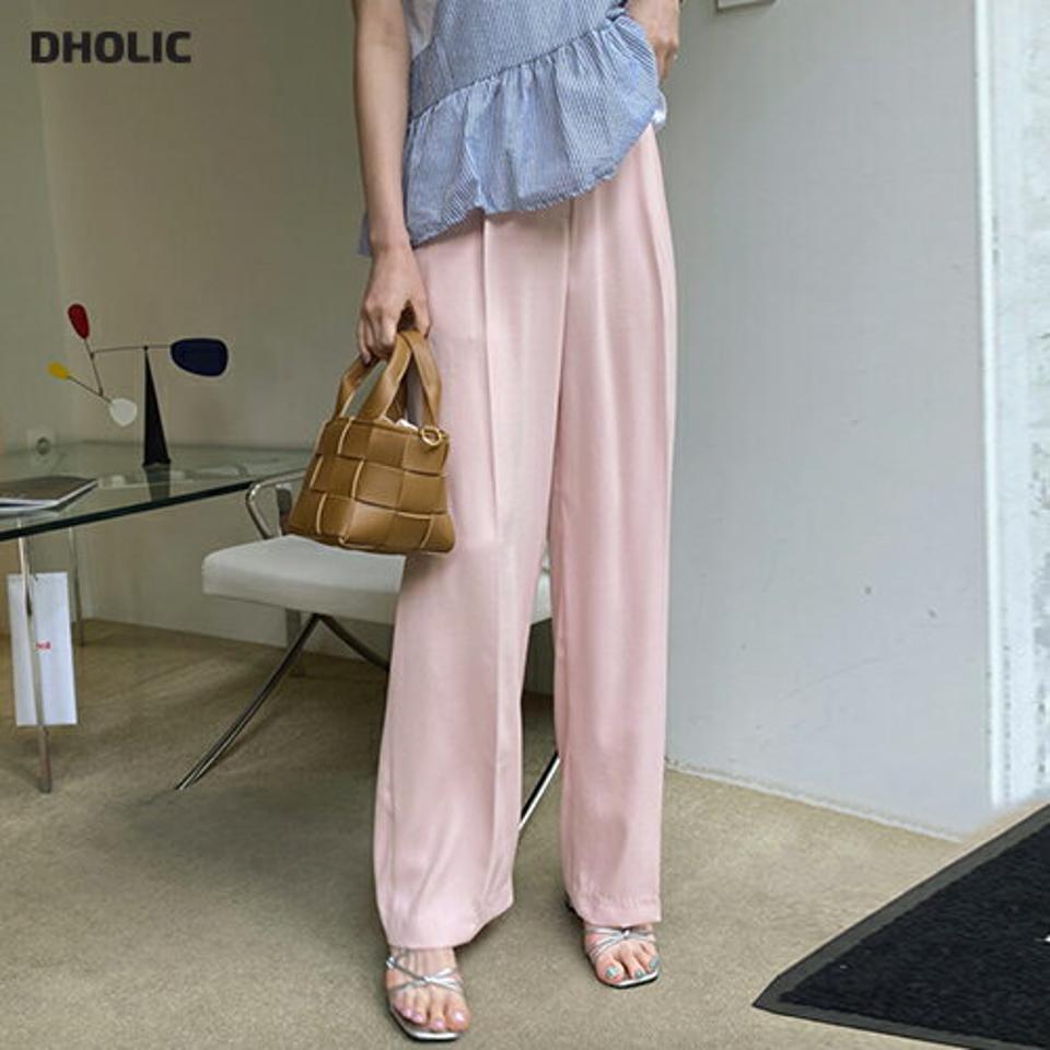 ベルト付ツータックワイドスラックス・全3色・t68501 レディース 【pt】 スラックス パンツ ズボン ロングパンツ ツータック ベルト 単色 無地 シンプル ベーシック カジュアル 春 夏 秋 韓国 ファッション ハイホリHIHOLLI