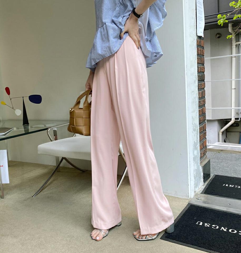 ベルト付ツータックワイドスラックス・全3色・t68501 レディース 【pt】 スラックス パンツ ズボン ロングパンツ ツータック ベルト 単色 無地 シンプル ベーシック カジュアル 春 夏 秋 韓国 ファッション ハイホリHIHOLLI