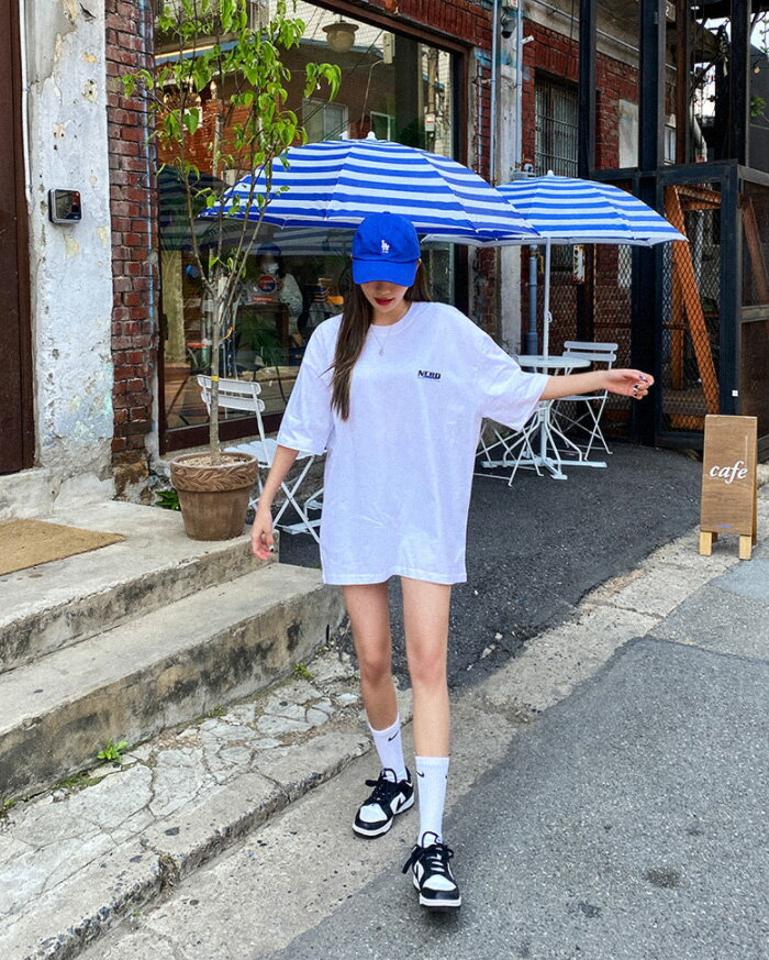 SONYUNARA(ソニョナラ)NERDプリント半袖Tシャツ【5/13up_ka】韓国 韓国ファッション　Tシャツ　半袖　オーバーサイズ　体型カバー　バックプリント　ストリート　カジュアル【5】