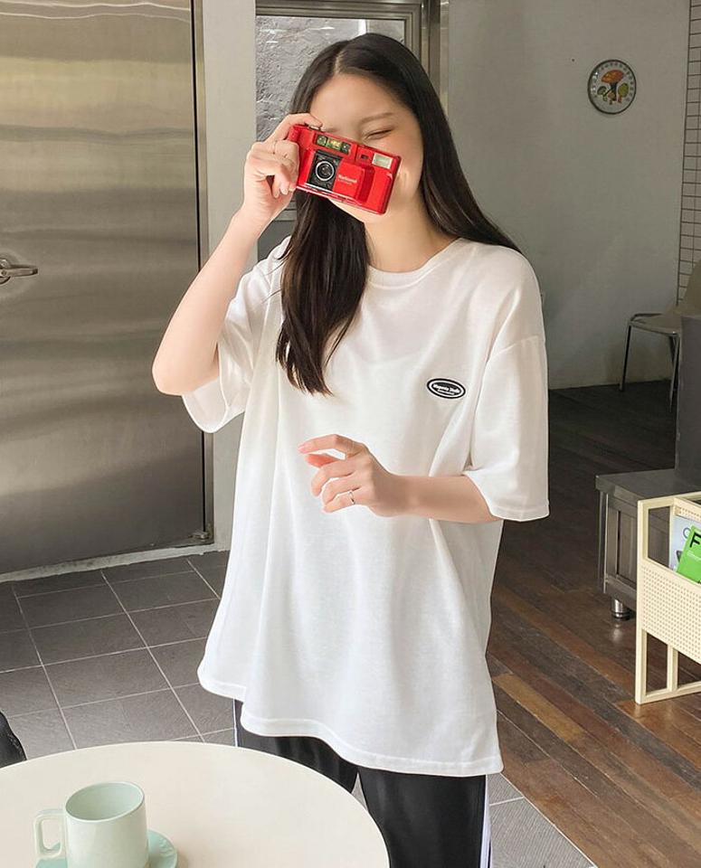 SONYUNARA(ソニョナラ)MAGENTA STUDIOロゴ半袖Tシャツ【5/12up_ka】韓国 韓国ファッション Tシャツ 半袖 ワンポイント オーバーサイズ 体型カバー 男女兼用 ストリート カジュアル【5】