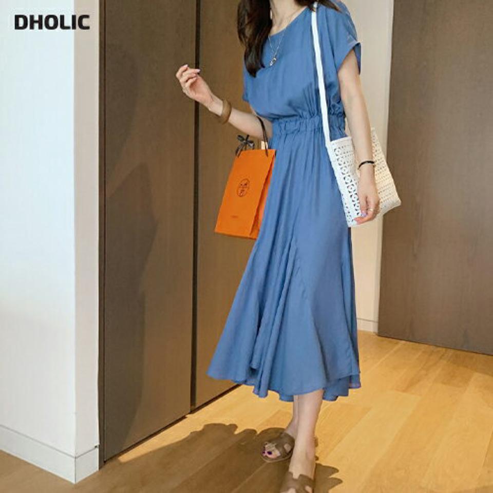 ラウンドフレアワンピース・全2色・b68425 レディース 【ops】 ワンピース ロングワンピース フレア 半袖 単色 無地 シンプル カジュアル 春 夏 韓国ファッション ハイホリHIHOLLI