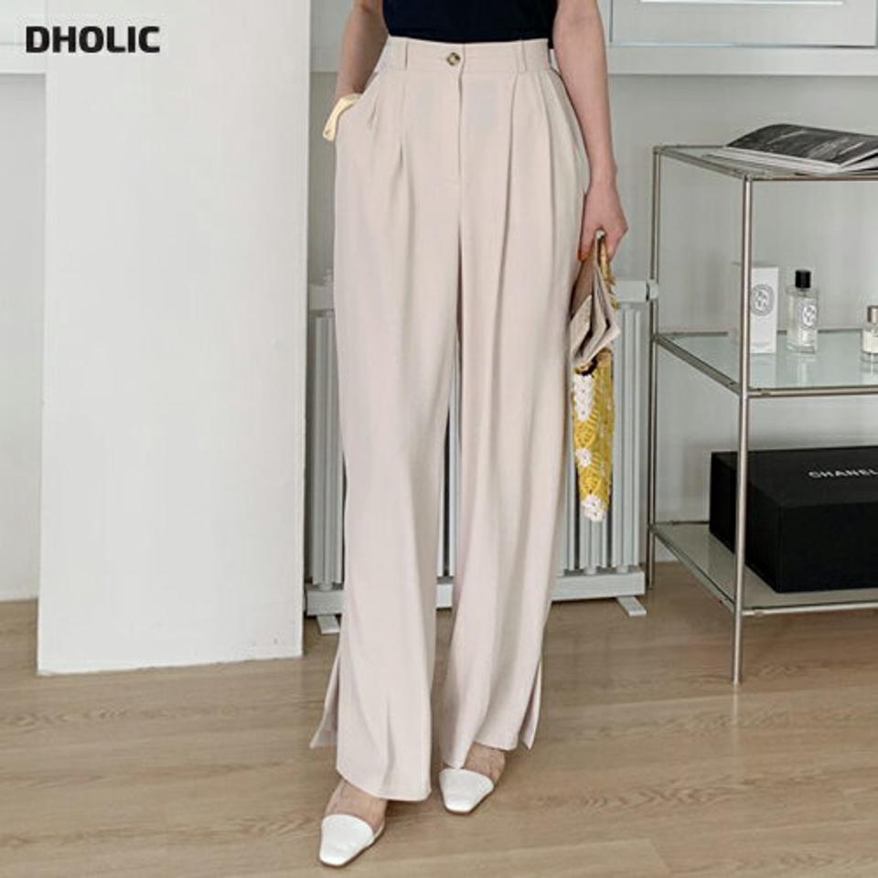 【只今10%OFF】スリットタックストレートスラックス・全3色・t68407 レディース 【pt】 スラックス パンツ ズボン ロングパンツ ストレート タック スリット 単色 無地 シンプル 大人 カジュアル 春 夏 秋 ハイホリHIHOLLI