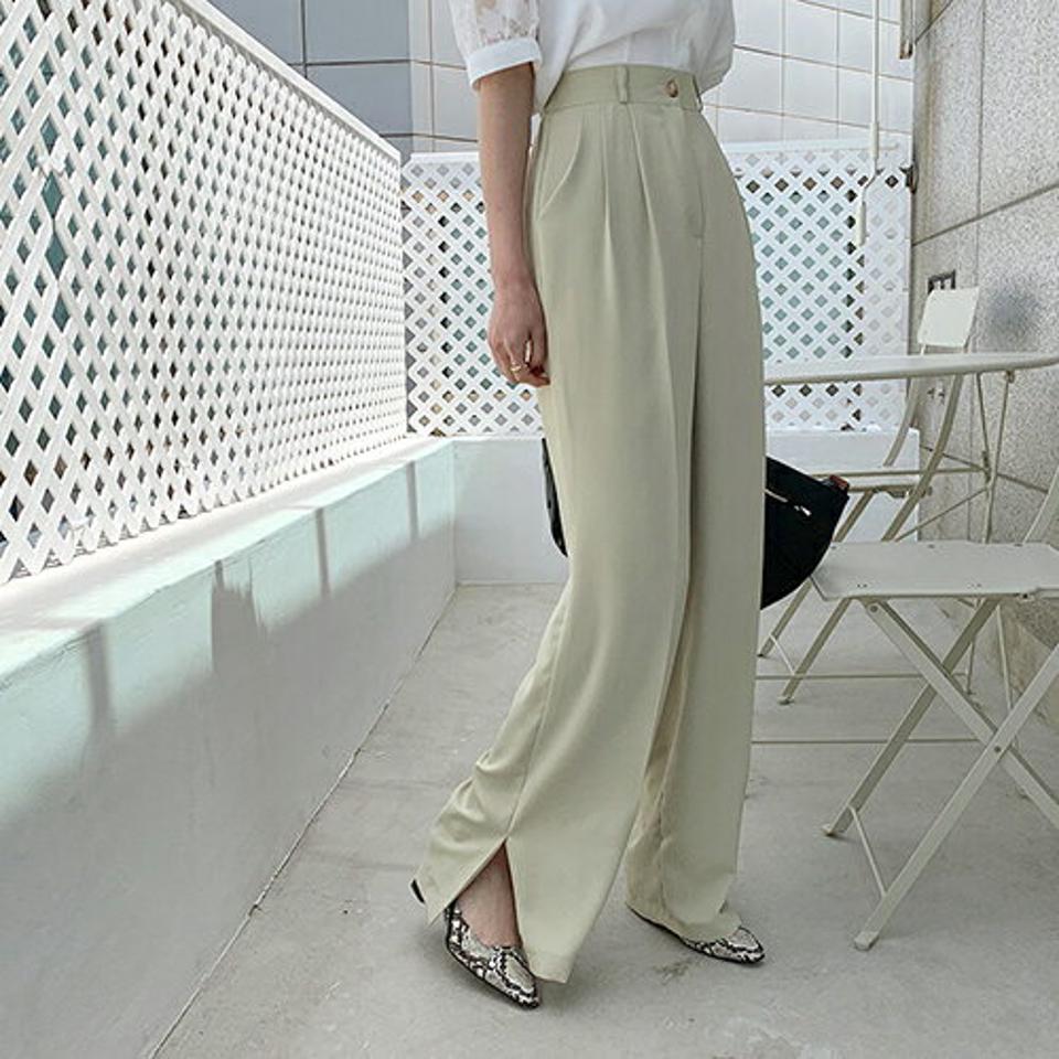 【只今10%OFF】スリットタックストレートスラックス・全3色・t68407 レディース 【pt】 スラックス パンツ ズボン ロングパンツ ストレート タック スリット 単色 無地 シンプル 大人 カジュアル 春 夏 秋 ハイホリHIHOLLI