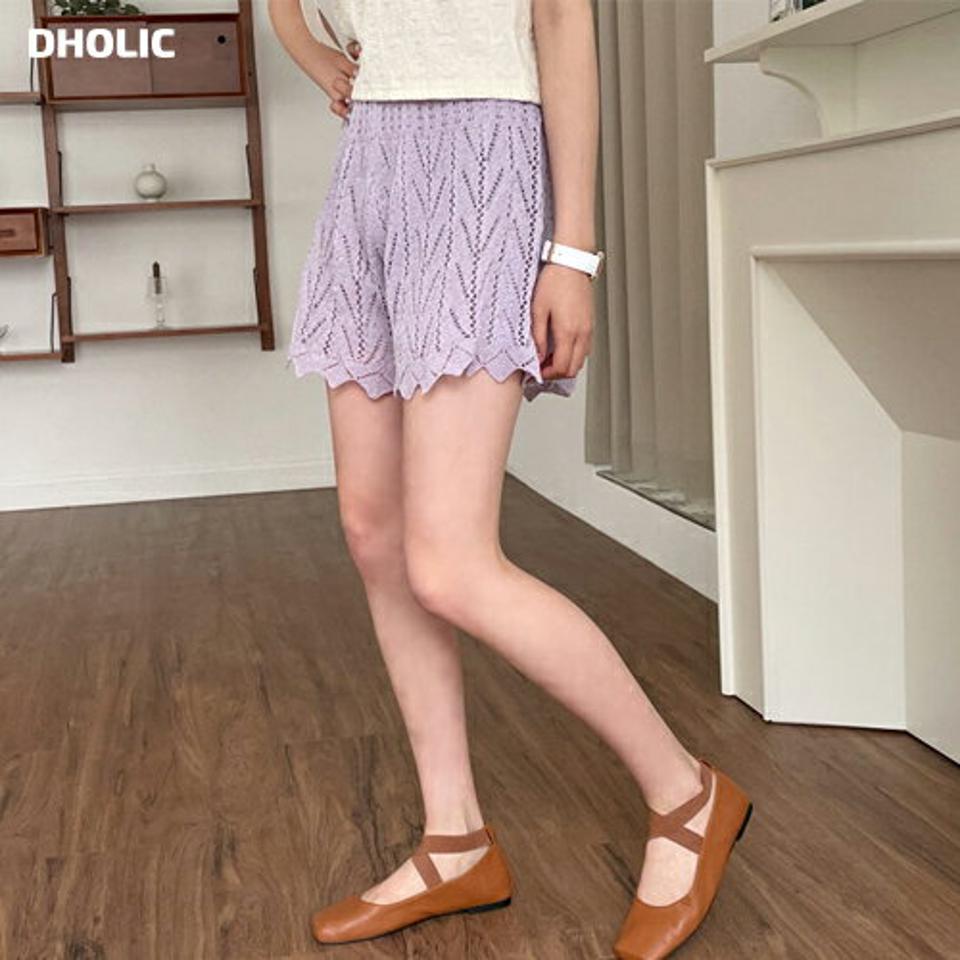 【只今10%OFF】パンチングニットショートパンツ・全4色・t64177 レディース 【pt】【韓国 ファッション ボトムス パンツ ショート ショートパンツ ワイド 美脚 ワイドパンツ パンチング ニット ゴム ストリング 細身 体型カーバー カジュアル ガーリー 春 夏】【NIJU】