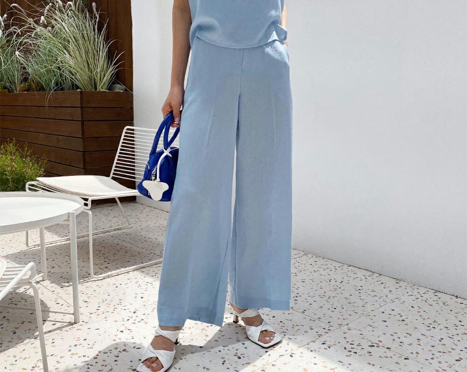 【全品10%OFF】レーヨン混スラックス・全3色・t65193 レディース 【pt】【韓国 ファッション ボトムス ロング ロングパンツ スラックス 美脚 ルーズ ゆったり ハイウエスト 足長 ワイド ストレート 大人 スリム 10分丈 体型カーバー 細身 夏 春】