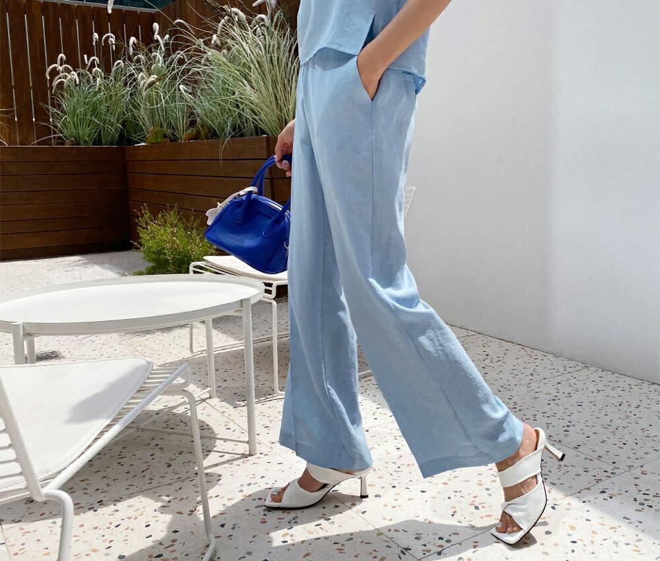 【全品10%OFF】レーヨン混スラックス・全3色・t65193 レディース 【pt】【韓国 ファッション ボトムス ロング ロングパンツ スラックス 美脚 ルーズ ゆったり ハイウエスト 足長 ワイド ストレート 大人 スリム 10分丈 体型カーバー 細身 夏 春】