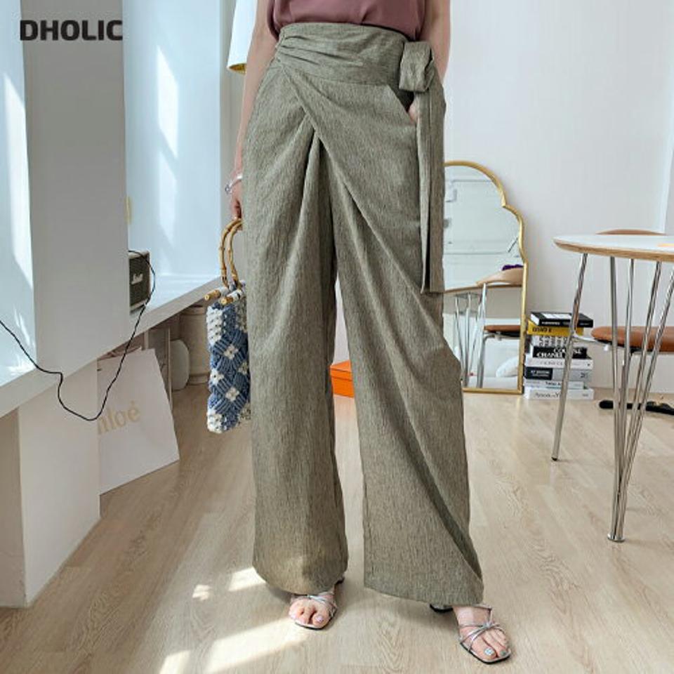 ラップワイドパンツ・全2色・t68409 レディース 【pt】【パンツ ズボン ロングパンツ ワイド ラップデザイン ラップパンツ カジュアル 大人 春 夏】【ハイホリHIHOLLI】
