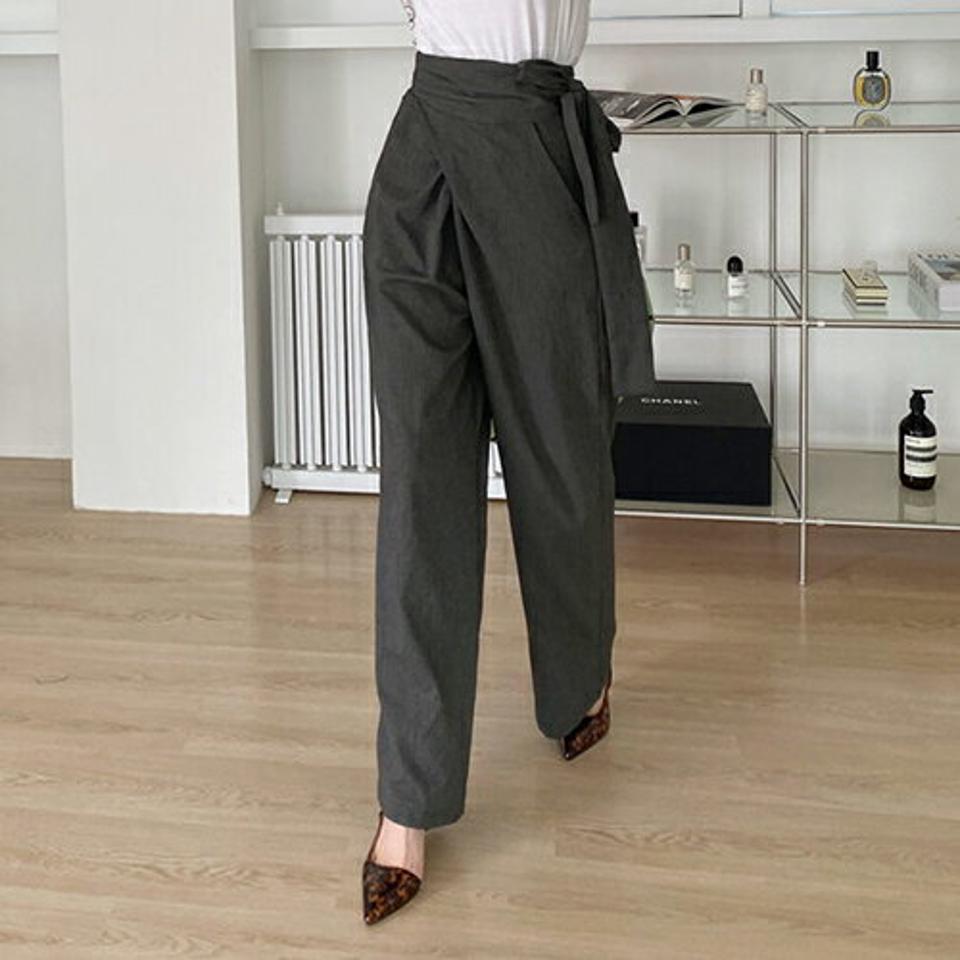 ラップワイドパンツ・全2色・t68409 レディース 【pt】【パンツ ズボン ロングパンツ ワイド ラップデザイン ラップパンツ カジュアル 大人 春 夏】【ハイホリHIHOLLI】