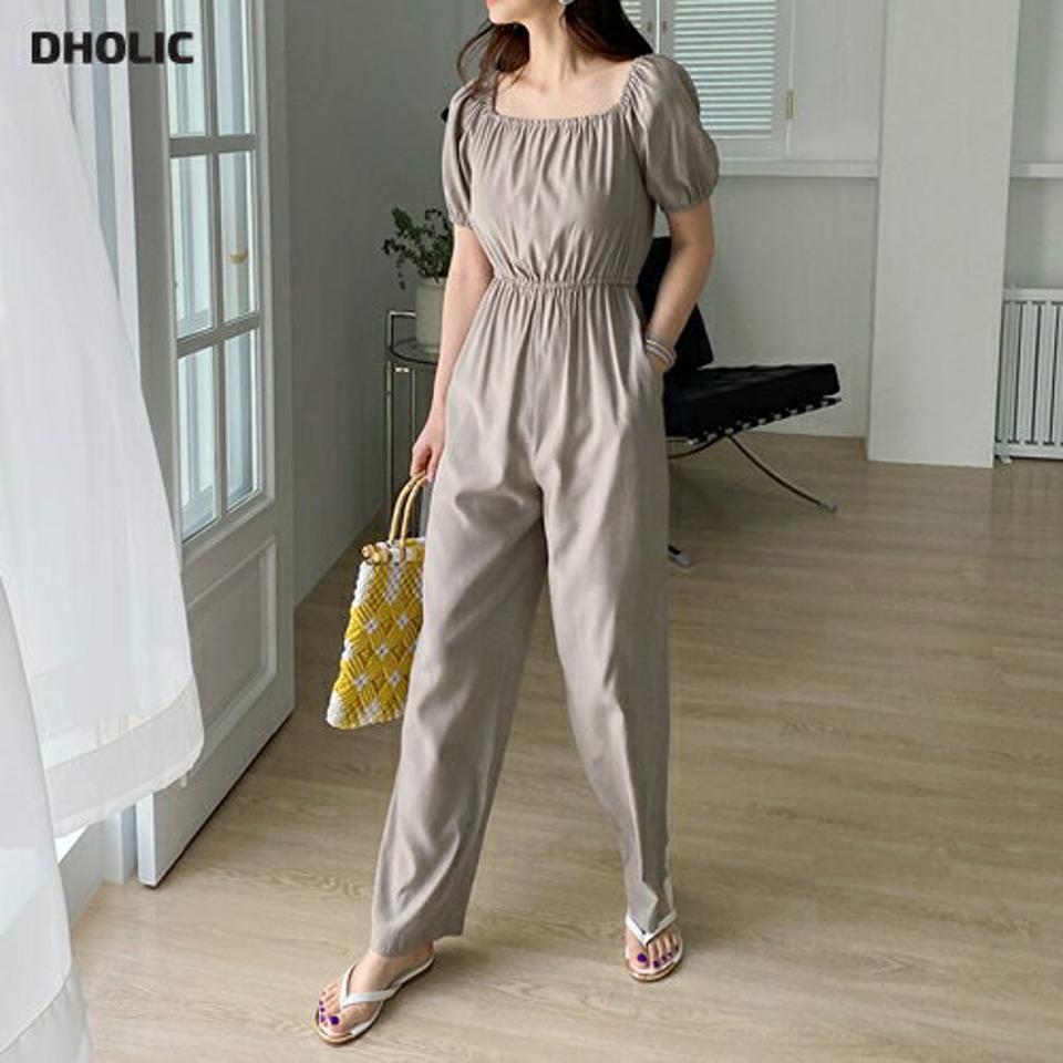 【只今10%OFF】2WAYゴムオールインワン・全3色・t68388 レディース 【pt】 オールインワン パンツ ズボン ロングパンツ 半袖 ハーフスリーブ スクエアネック デコルテ 単色 無地 シンプル カジュアル 大人 オフショルダー パフ袖 パフスリーブ 春 夏 ハイホリHIHOLLI