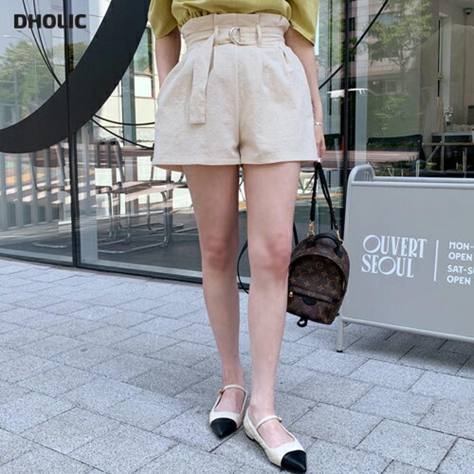 ベルト付ハイウエストショートパンツ・全3色・t63697 レディース 【pt】 韓国 ファッション ボトムス ショート ショートパンツ 美脚 セット ベルト ハイウエスト 足長 ツータック 体型カーバー 細身 ワイド 夏 春