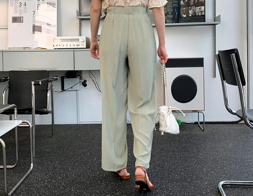 サイドリボンハイウエストスラックス・全4色・t63698 レディース 【pt】 韓国ファッション ボトムス ロング ロングパンツ 美脚 スラックス リボン ワイド ストレート 大人 スリム 10分丈 体型カバー 細身 フィット 夏 春