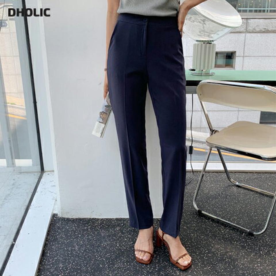 【只今10%OFF】スリムスラックスパンツ・全3色・t63700 レディース 【pt】【韓国 ファッション ボトムス ロング ロングパンツ 美脚 スラックス ストレート 大人 スリム 10分丈 体型カーバー 細身 フィット オフィスカジュアル 夏 春】