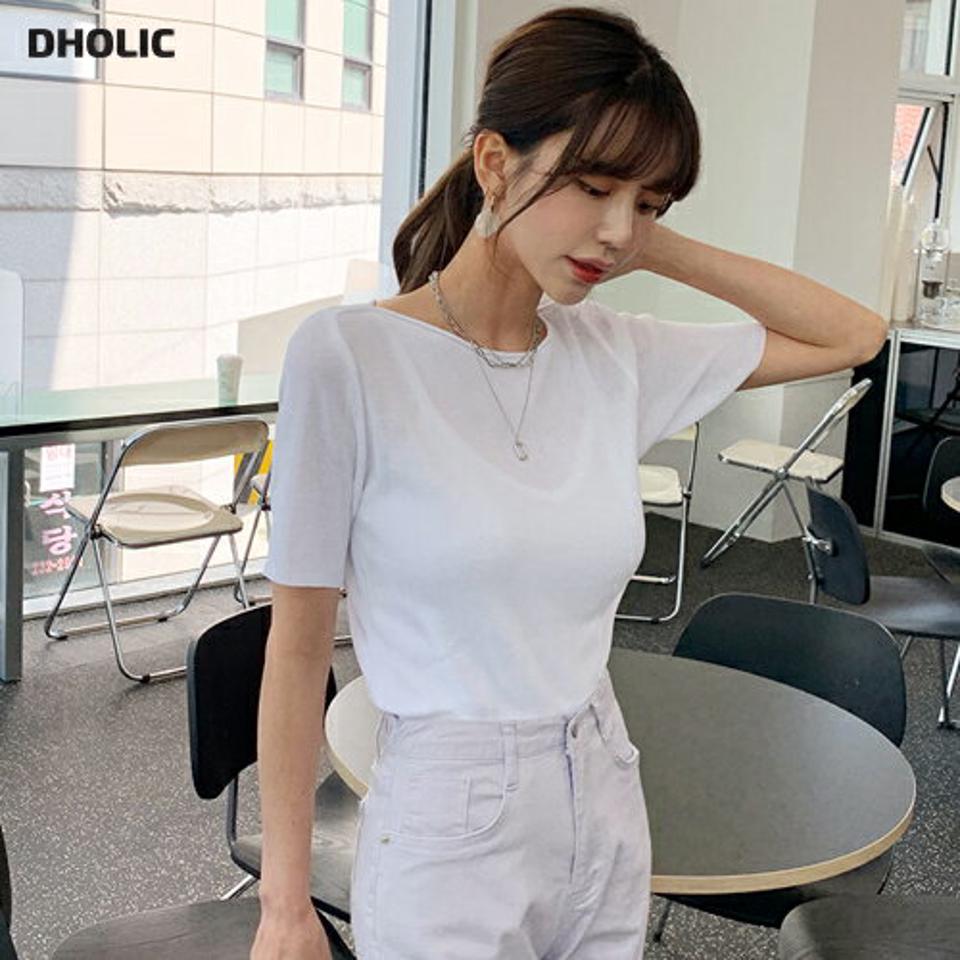 ボートネックニット・全6色・t63679 レディース 【tops】 韓国 ファッション トップス ニット 半袖 ユニーク ボートネック スリム フィット デコルテ ショートスリーブ リブ 体型カバー 細身 ボリューム 夏 春