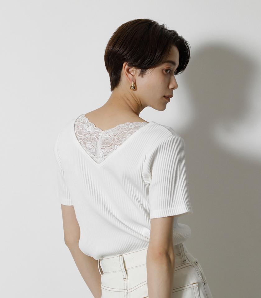 BACK LACE VNECK TOPS/バックレースVネックトップス