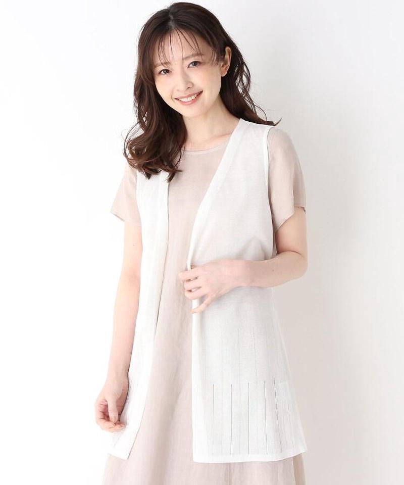 リネン（麻）混ベルテッドジレ