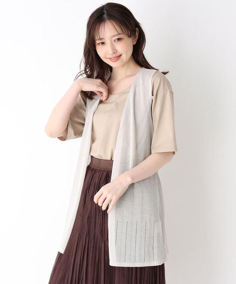 リネン（麻）混ベルテッドジレ