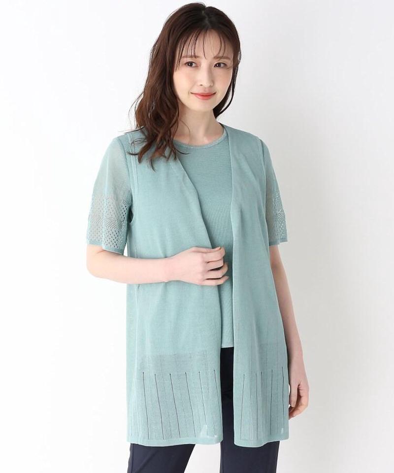 リネン（麻）混ベルテッドジレ