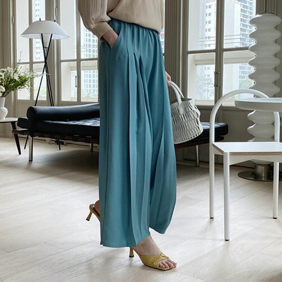 タックワイドパンツ・全3色・b68495 レディース 【pt】 パンツ ズボン ロングパンツ ワイド タック 単色 シンプル カジュアル 春 夏 秋 韓国 ファッション ハイホリHIHOLLI