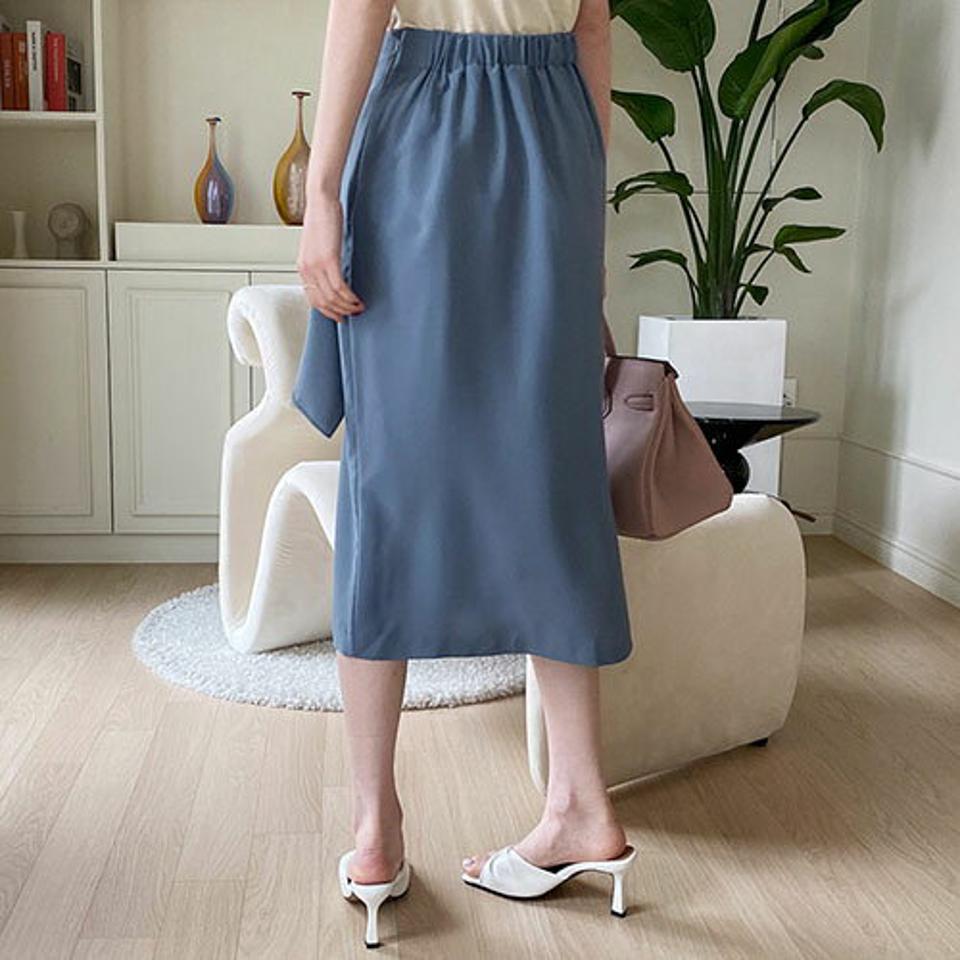 【全品10%OFF】ラッフルHラインスカート・全3色・b68513 レディース 【sk】【スカート ミディ丈 ミディスカート Hライン ラッフル フリル 単色 シンプル フェミニン 大人 春 秋 韓国 ファッション】【ハイホリHIHOLLI】