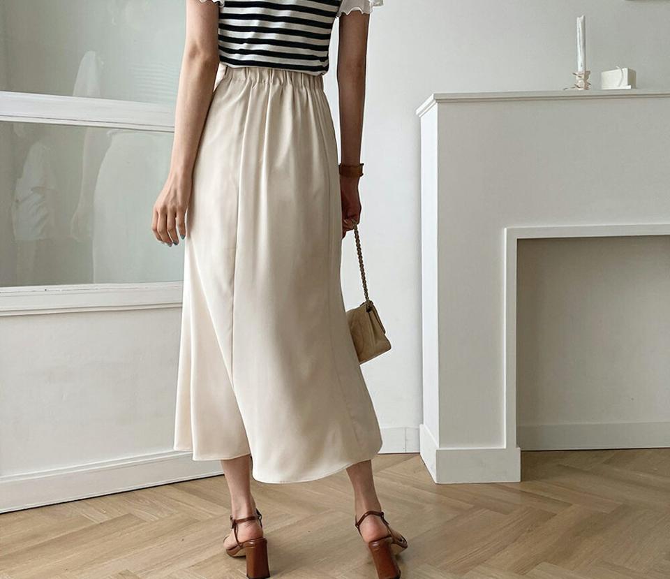 バックゴムマーメイドスカート・全5色・t62101 レディース 【sk】 韓国 ファッション ボトムス スカート ロング ロングスカート ベーシック フェミニン マーメイド ゴム スリム フィット 大人 カジュアル 体型カバー 細身 夏 春