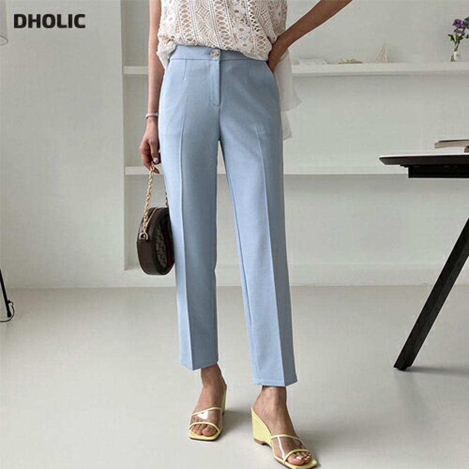 スリムクロップドスラックス・全3色・t62127 レディース 【pt】 韓国 ファッション ボトムス ロング ロングパンツ スラックス 美脚 スリム フィット ハイウエスト 足長 ストレート 大人 10分丈 体型カーバー 細身 夏 春