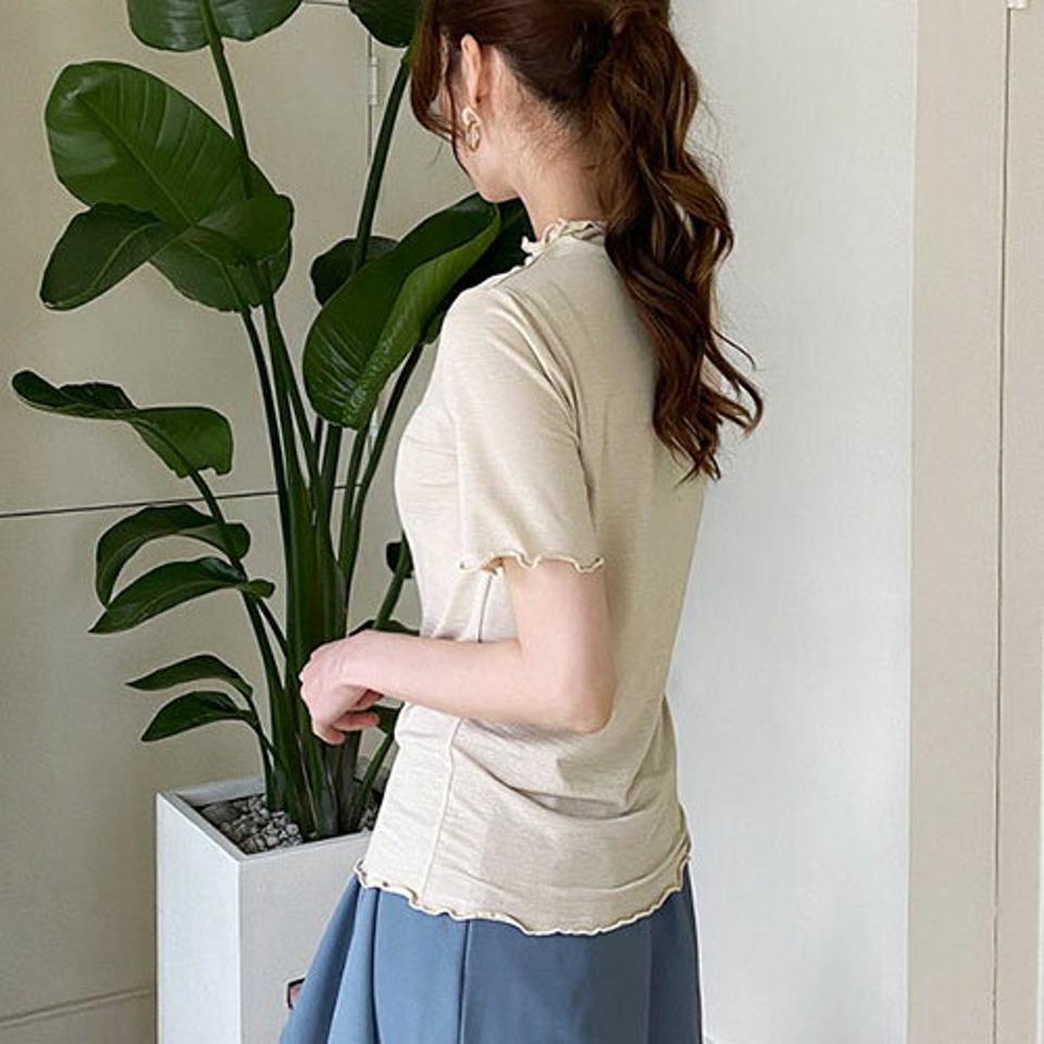【全品10%OFF】ウェーブヘムハイネックTシャツ・全5色・t68636 レディース 【tops】【トップス Tシャツ 半袖 ハーフスリーブ ウェーブ ハイネック 単色 無地 シンプル フェミニンモダン ハーフネック 春 夏 韓国 ファッション】【ハイホリHIHOLLI】