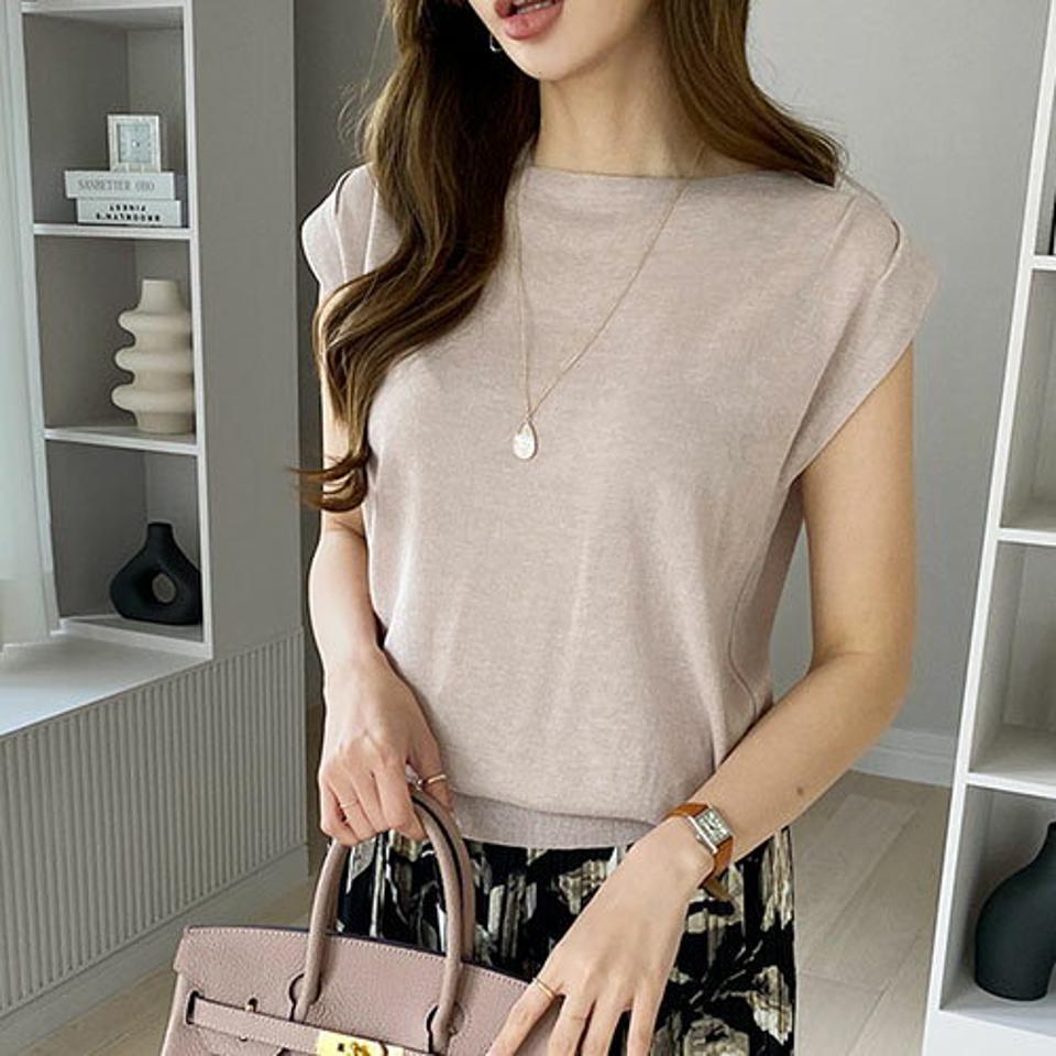 ≪人気商品再入荷≫ボートネックフレンチスリーブニット・全7色・b68509 レディース 【tops】 トップス ニット ショートスリーブ フレンチスリーブ ボートネック 単色 無地 シンプル ベーシック 春 夏 サマーニット 韓国ファッション ハイホリHIHOLLI