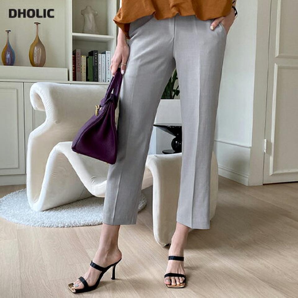 【全品10%OFF】ストレートボタンスラックス・全4色・t68638 レディース 【pt】【スラックス パンツ ズボン クロップド丈 ロングパンツ ストレート 単色 無地 シンプル 大人 オフィスカジュアル 春 夏 秋 韓国 ファッション】【ハイホリHIHOLLI】