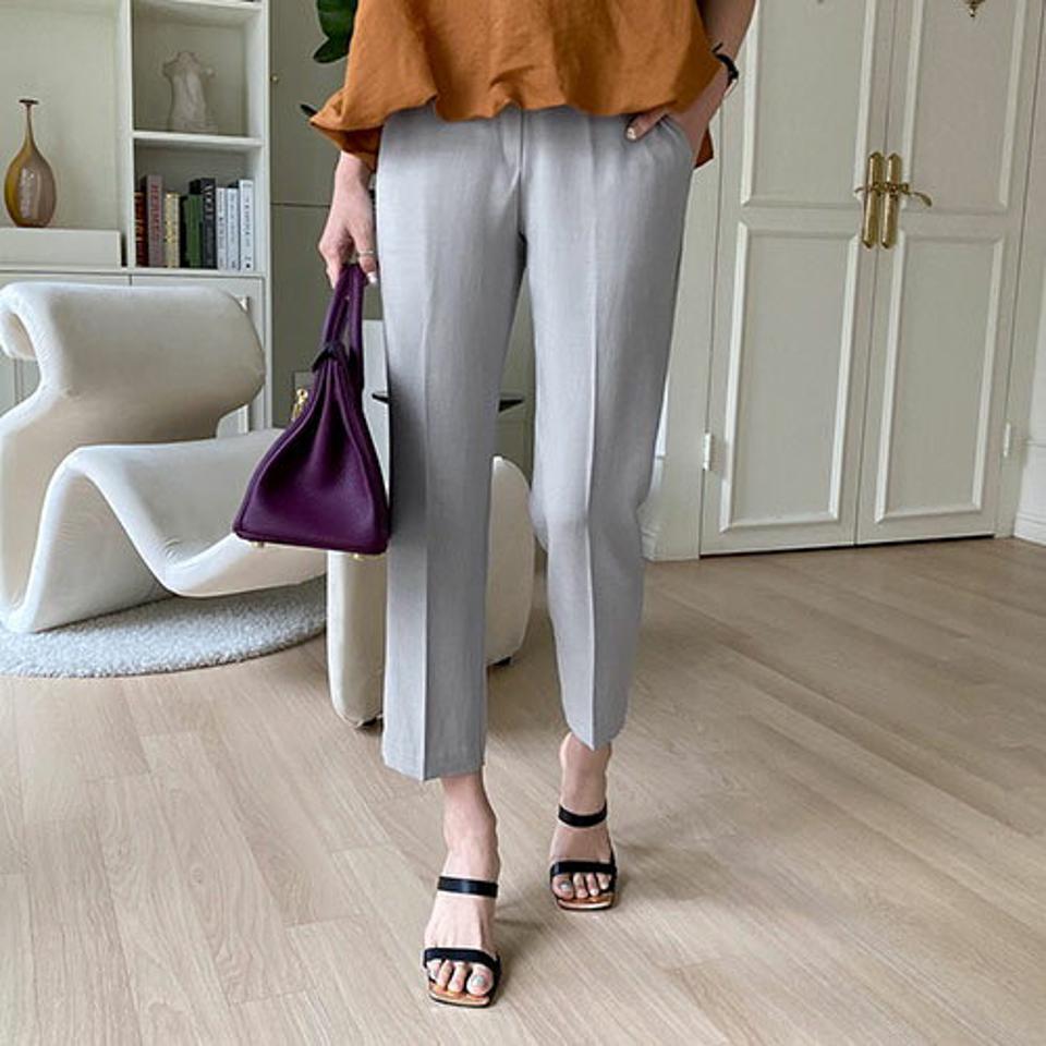 【全品10%OFF】ストレートボタンスラックス・全4色・t68638 レディース 【pt】【スラックス パンツ ズボン クロップド丈 ロングパンツ ストレート 単色 無地 シンプル 大人 オフィスカジュアル 春 夏 秋 韓国 ファッション】【ハイホリHIHOLLI】