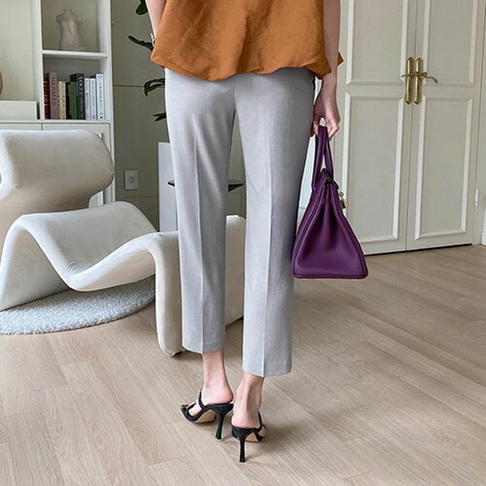 【全品10%OFF】ストレートボタンスラックス・全4色・t68638 レディース 【pt】【スラックス パンツ ズボン クロップド丈 ロングパンツ ストレート 単色 無地 シンプル 大人 オフィスカジュアル 春 夏 秋 韓国 ファッション】【ハイホリHIHOLLI】